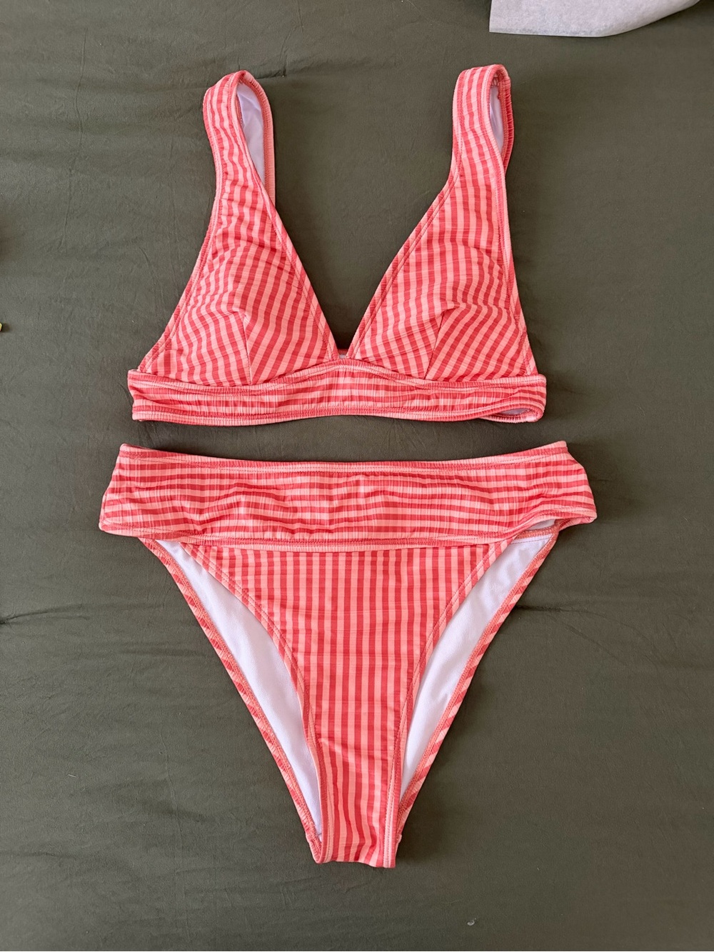 Striped Pink Coral Bikini Set